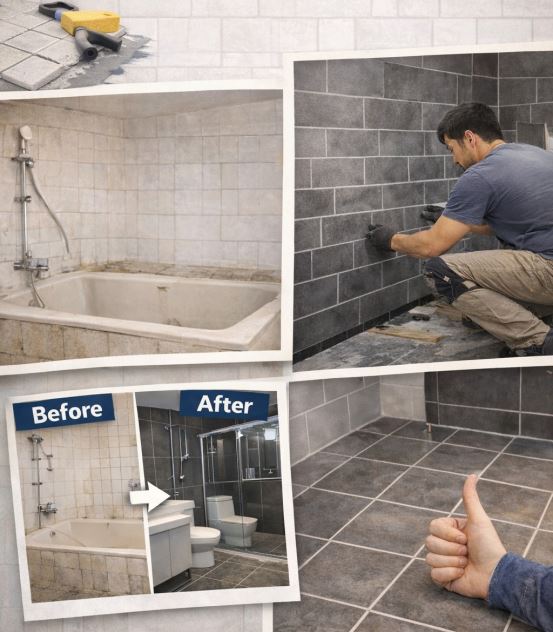 오랜 고민 끝에 화장실 수리했어요