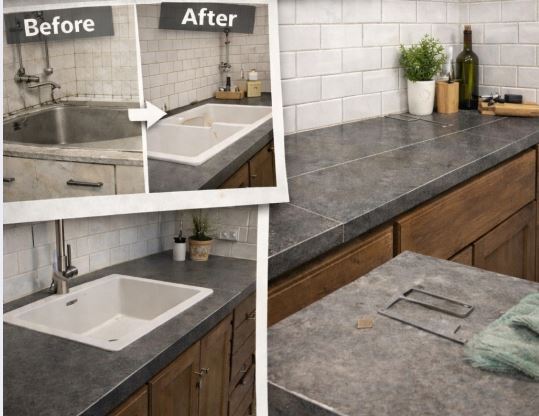 주방 타일 공사 이쁘게 했어요